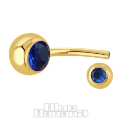 Blue Banana Plasma Gold 1.6mm Internally Threaded Double Jewelled Navel Bar (Capri)