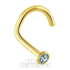 Blue Banana Plasma Gold 2.0mm Nose Stud (Aqua)
