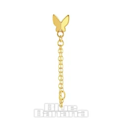 Blue Banana Plasma Gold 1.2 x 8mm Butterfly Chain Threadless Labret (Gold)