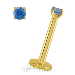 Blue Banana Plasma Gold 1.2 X 8mm Gem Threadless Labret (Aqua Blue)