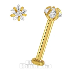 Blue Banana Plasma Gold 1.2 x 8mm 3mm Crystal Labret (Pack Of 3)