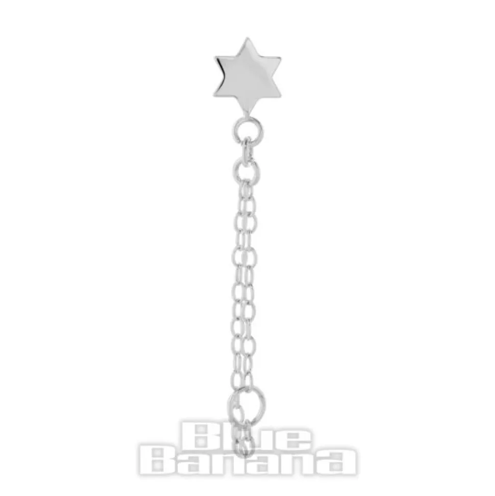 Blue Banana Plasma Gold 1.2 x 8mm Star Chain Threadless Labret (Gold)