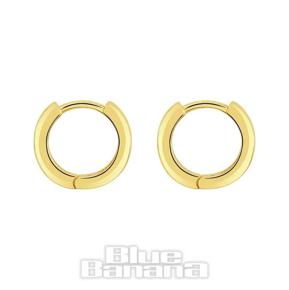 Blue Banana Plated Gold Crystal Row Clicker Hoops (Pair)