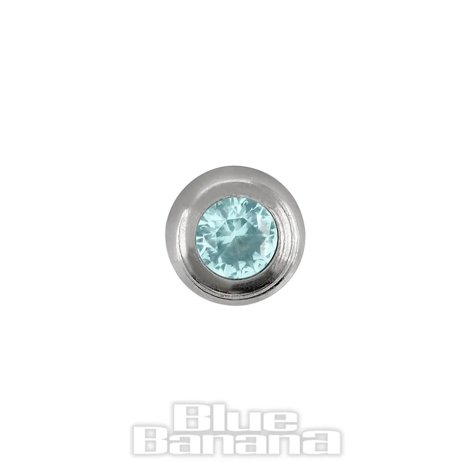 Blue Banana Polished Titanium 3mm Internally Threaded Jewelled Ball (Blue)