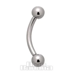 Blue Banana Polished Titanium Curved Barbell (Silver)