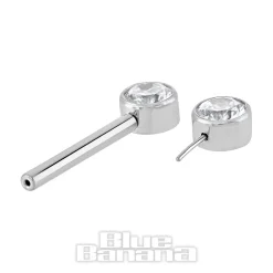 Blue Banana Polished Titanium Cubic Zirconia Threadless Nipple Bar Balls (Clear)