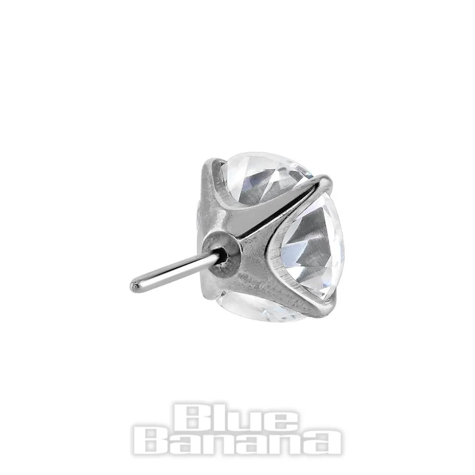 Blue Banana Polished Titanium 4mm Claw Gem Threadless Top (Crystal)