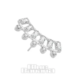Blue Banana Polished Titanium Cubic Zirconia Curve Threadless Top (Crystal)