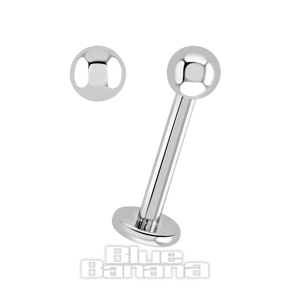 Blue Banana Polished Titanium 1.2mm Internally Threaded Labret (Silver)