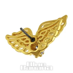 Blue Banana Polished Titanium 1.2 X 8mm Wings Threadless Labret (Gold)