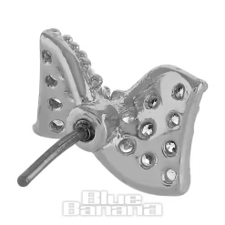 Blue Banana Polished Titanium 1.2 X 8mm Bow Threadless Labret (Silver)