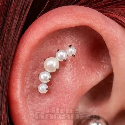 Blue Banana Polished Titanium 1.2x10mm Pearl Threadless Labret (Pearl)