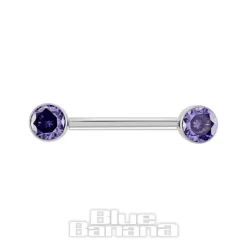 Blue Banana Polished Titanium Threadless Nipple Bar (Purple)