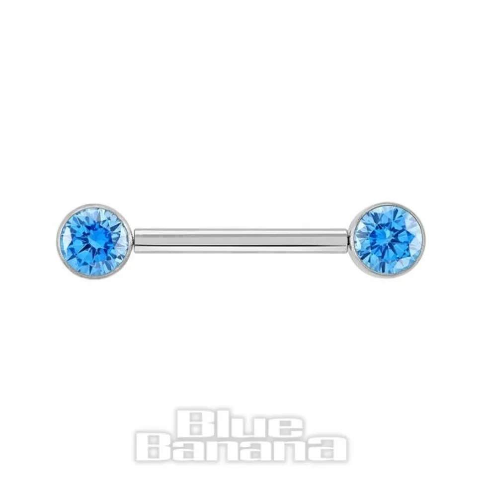 Blue Banana Polished Titanium Threadless Nipple Bar (Aqua)