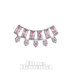 Blue Banana Polished Titanium Rose Curve Threadless Top (Silver)