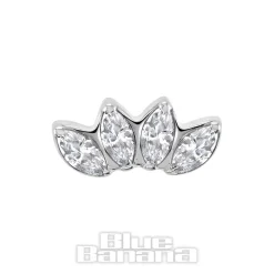 Blue Banana Polished Titanium Cubic Zirconia Row Threadless Top (Silver)
