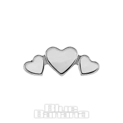 Blue Banana Polished Titanium Triple Heart Threadless Top (Silver)