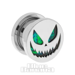 Blue Banana Pumpkin Surgical Steel Tunnel (Silver/Green)