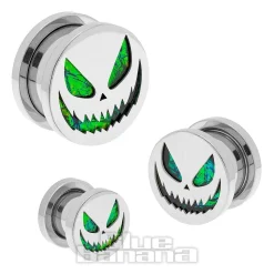 Blue Banana Pumpkin Surgical Steel Tunnel (Silver/Green)