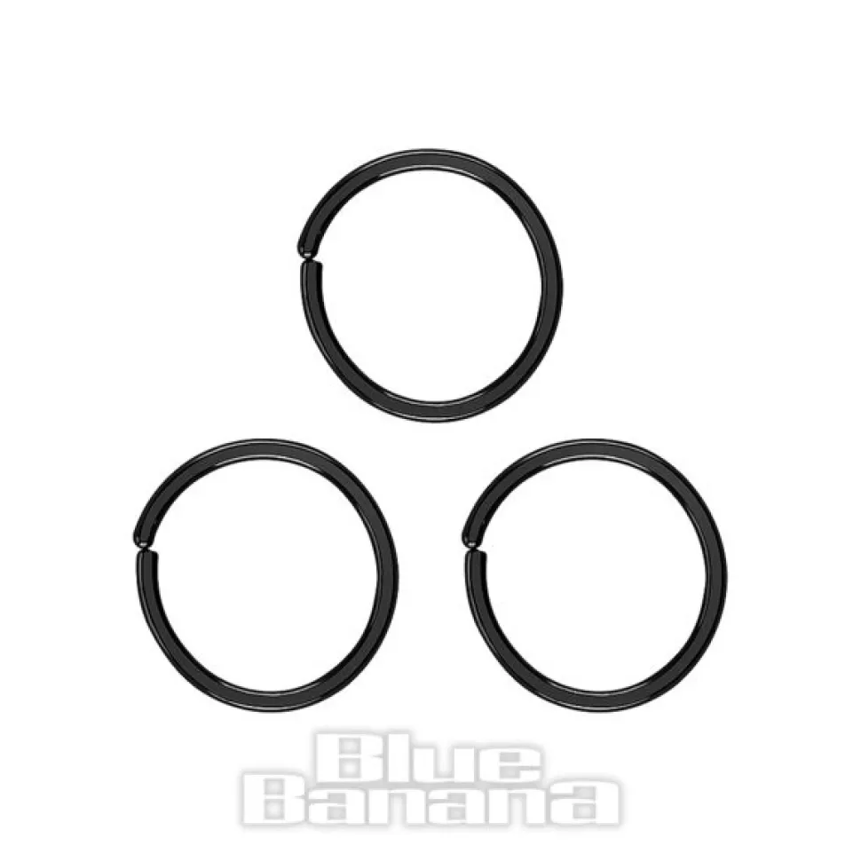 Blue Banana Pvd Black 3 Pack Assorted Seamless Nose Ring (Black)