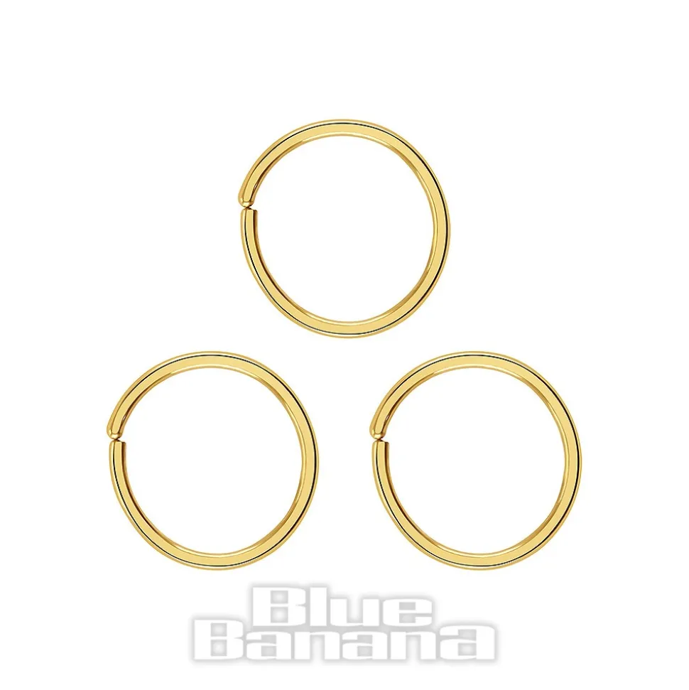 Blue Banana Pvd Gold 3 Pack Assorted Seamless Nose Ring (Gold)