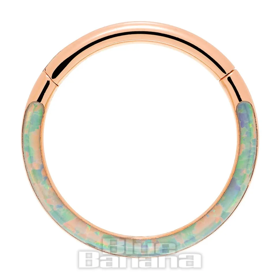Blue Banana Rose Gold 1.2mm Hinged Segment Ring (Half Opal)