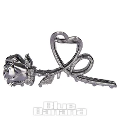 Blue Banana Rose & Thorn Hair Clip (Black)