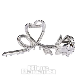 Blue Banana Rose & Thorn Hair Clip (Silver)
