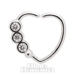 Blue Banana Round Gems 1.0mm Left Tragus Heart (Silver)