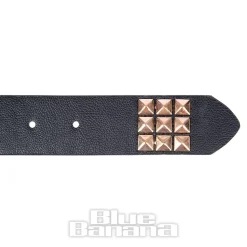 Blue Banana 3 Row Studded Belt (Black/Rose Gold)