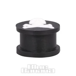 Blue Banana Silicone Skull & Crossbones Ear Plug 6-20mm (Black)
