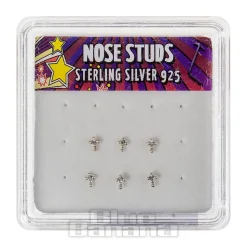 Blue Banana Silver 0.5mm Crosses Nose Studs (Pack of 6)