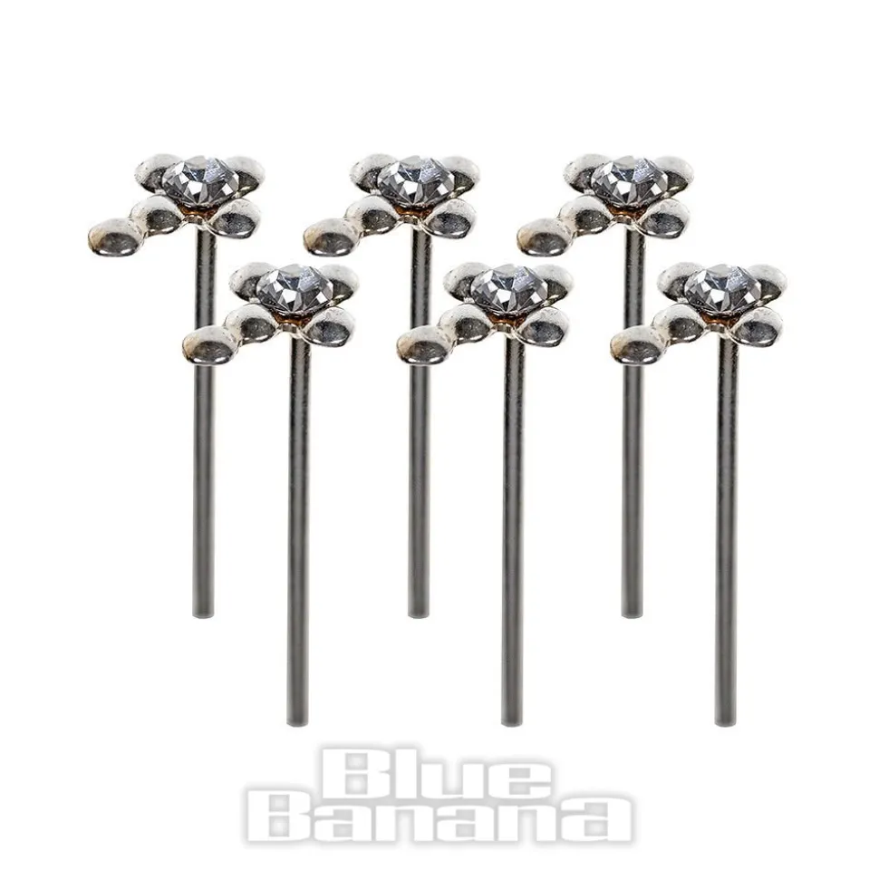 Blue Banana Silver 0.5mm Crosses Nose Studs (Pack of 6)