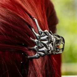 Blue Banana Skeleton Hand Grip Hair Clip (Black)