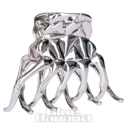 Blue Banana Skeleton Hand Grip Hair Clip (Silver)