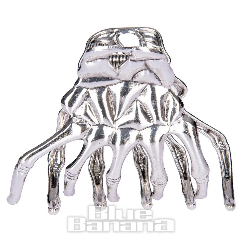 Blue Banana Skeleton Hand Grip Hair Clip (Silver)