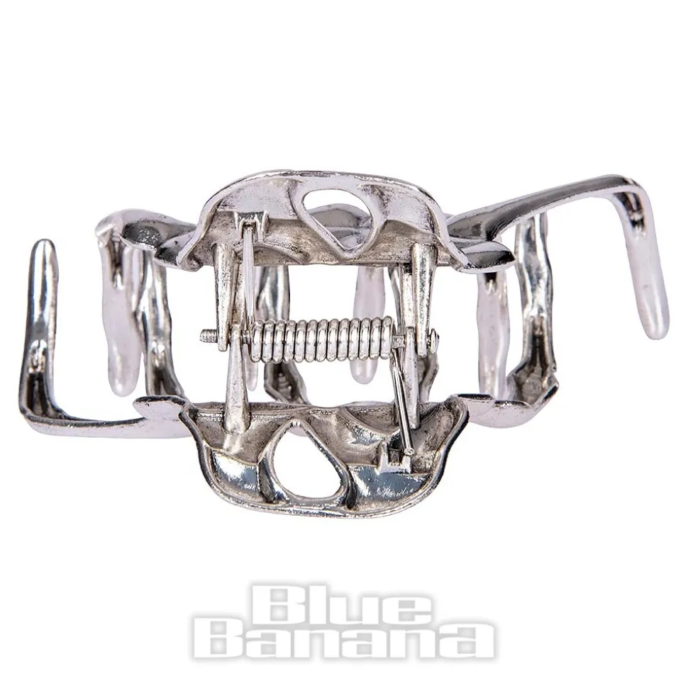 Blue Banana Skeleton Hand Grip Hair Clip (Silver)