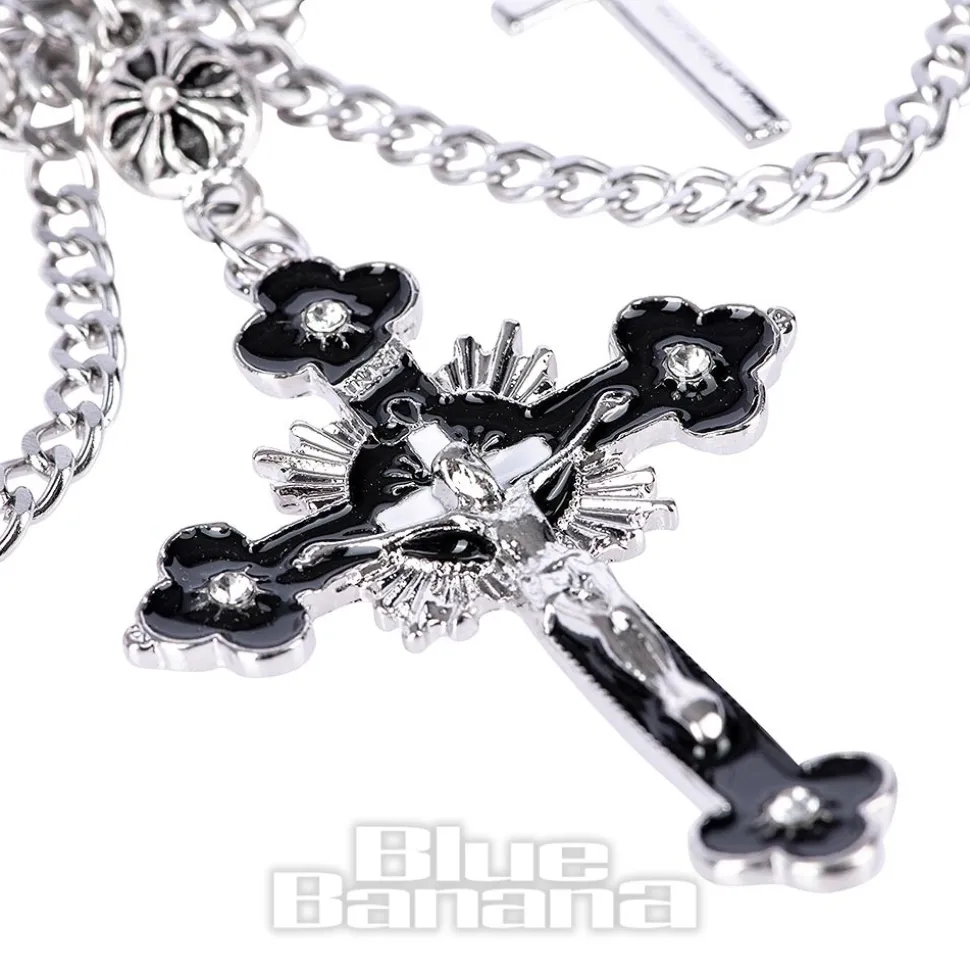 Blue Banana Skull & Crosses Choker (Black/Silver)