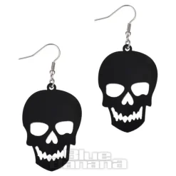 Blue Banana Skull Earrings (Black)
