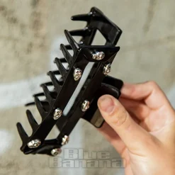Blue Banana Skull Studded Hair Clip (Black)