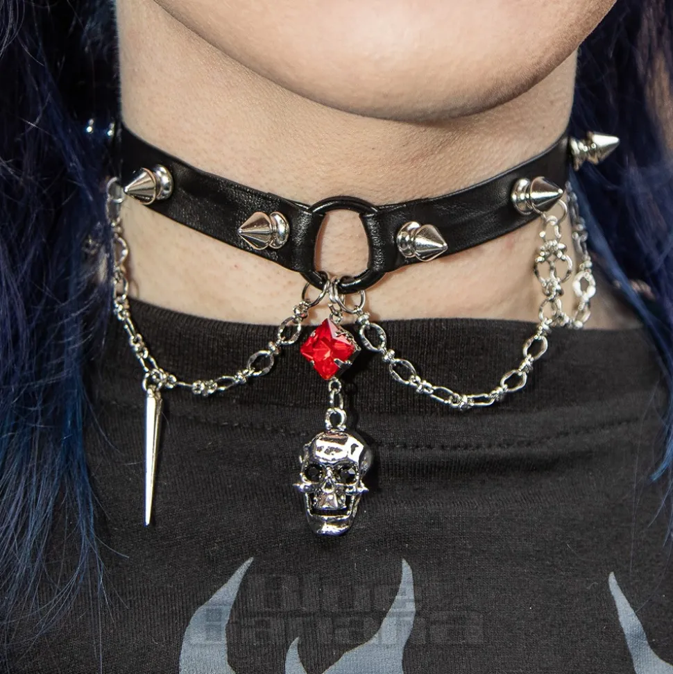 Blue Banana Skull Studs Choker (Black)