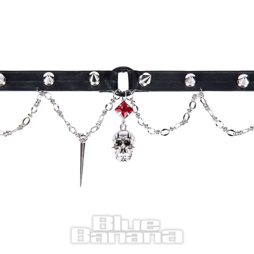 Blue Banana Skull Studs Choker (Black)