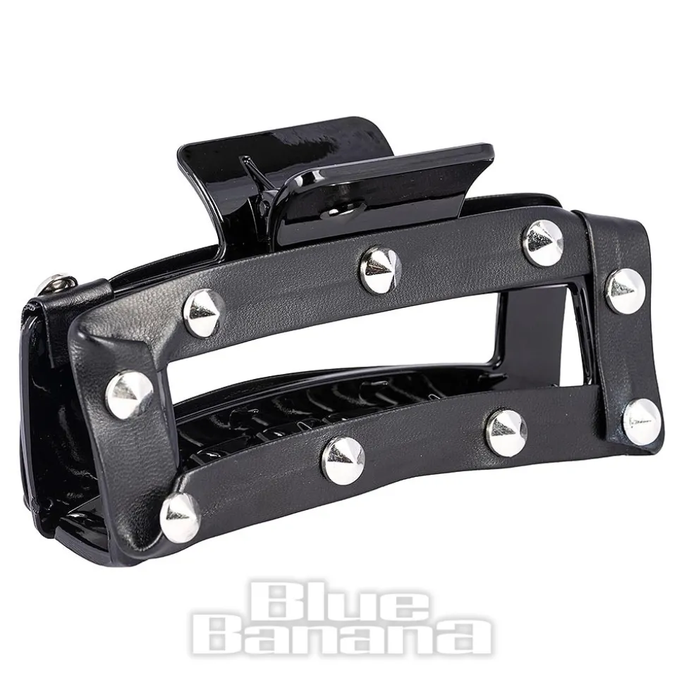 Blue Banana Small Cone Studded Hair Clip (Black)