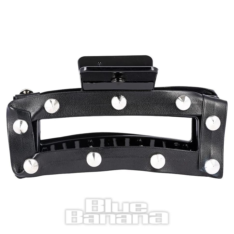 Blue Banana Small Cone Studded Hair Clip (Black)