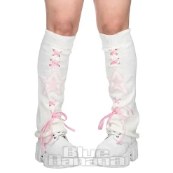 Blue Banana Star Legwarmers (White/Pink)