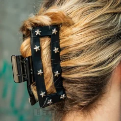 Blue Banana Star Studded Hair Clip (Black)