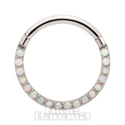 Blue Banana Steel 1.2mm Small Gem Hinged Segment Ring (Half Opal)