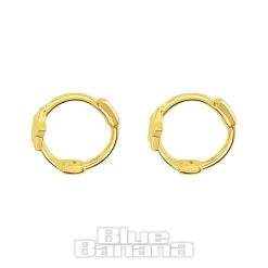 Blue Banana Sterling Gold Star Clicker Hoops (Pair)
