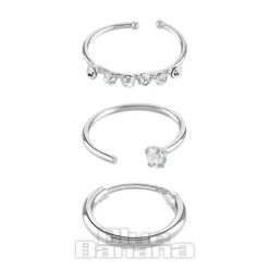Blue Banana Sterling Silver Assorted Nose Rings (3 Pack)
