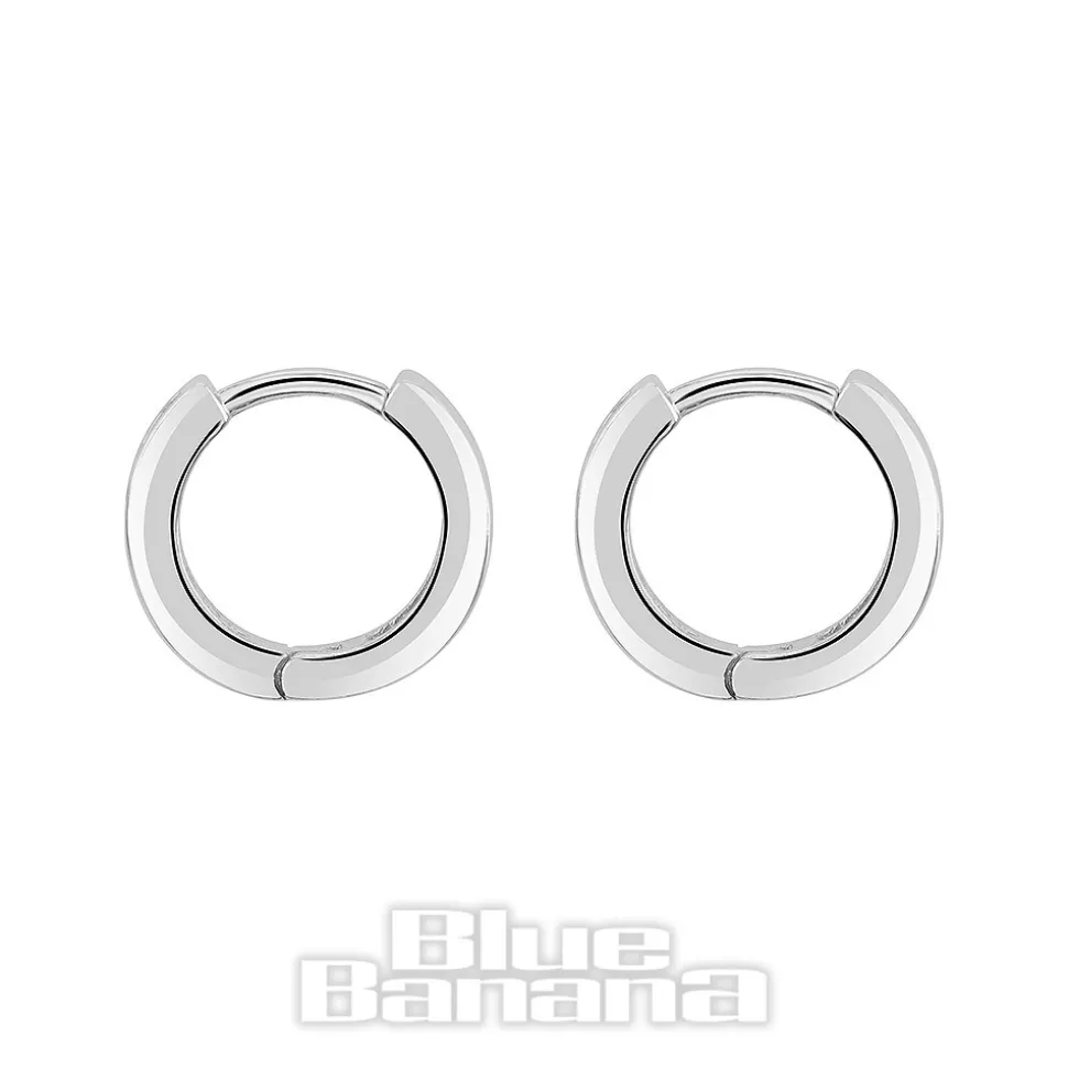 Blue Banana Sterling Silver Crystal Row Clicker Hoops (Pair)